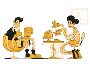 Animation de personnages tapotant sur des ordinateurs
